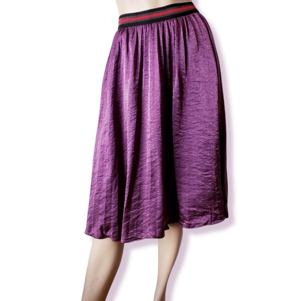 Alpha & Omega Purple Metallic Sheen Pleated Skirt